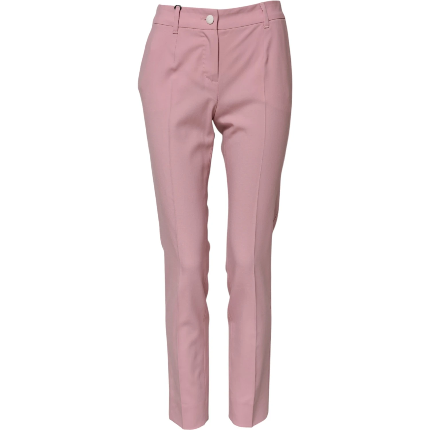 Pink Wool High Waist Tapered Pants