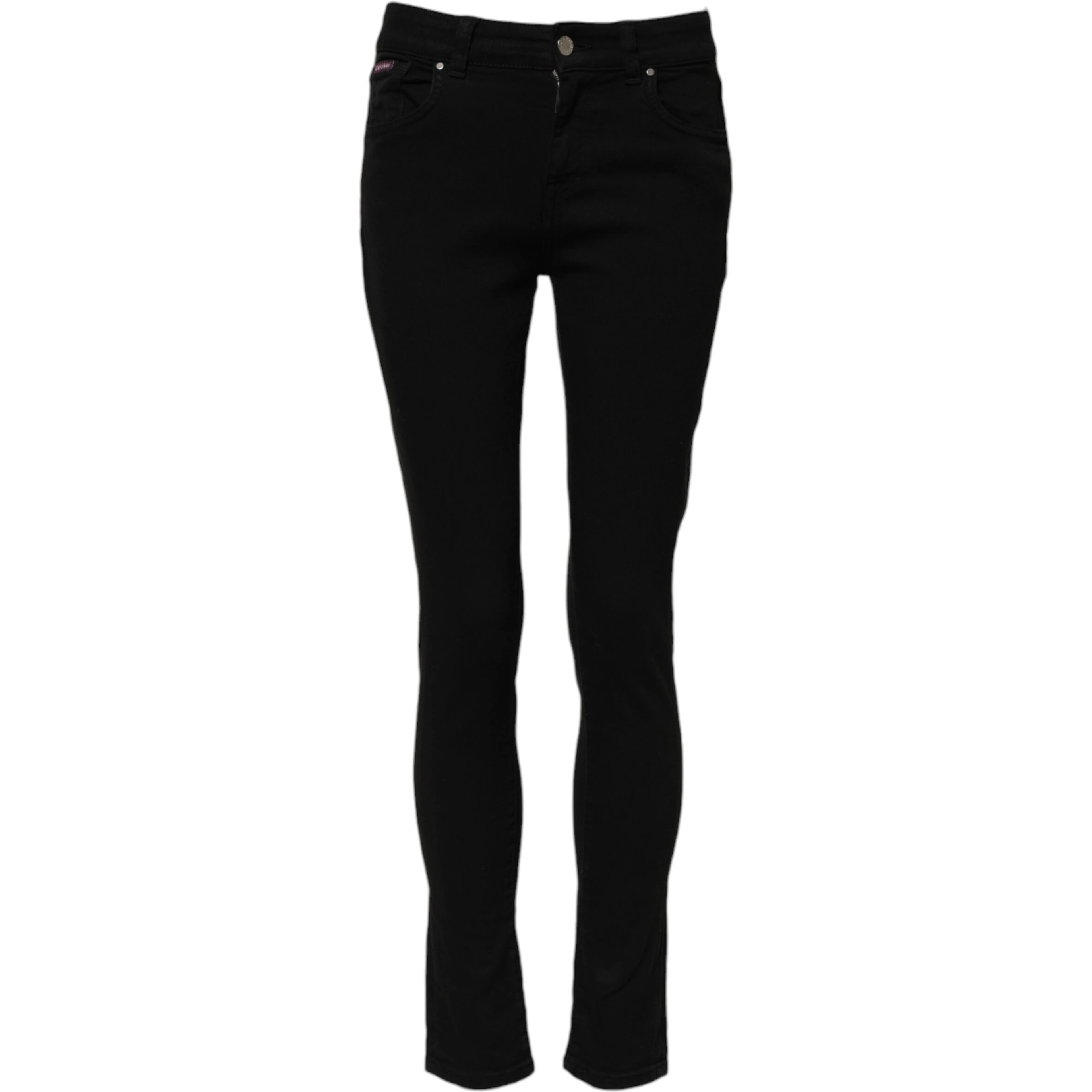 Black Cotton Skinny Mid Waist Denim Jeans