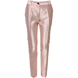 Pink Satin High Waist Tapered Pants