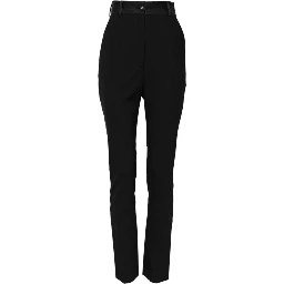 Black Wool High Waist Skinny Pants