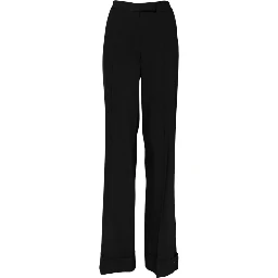 Black Wool High Waist Flared Pants