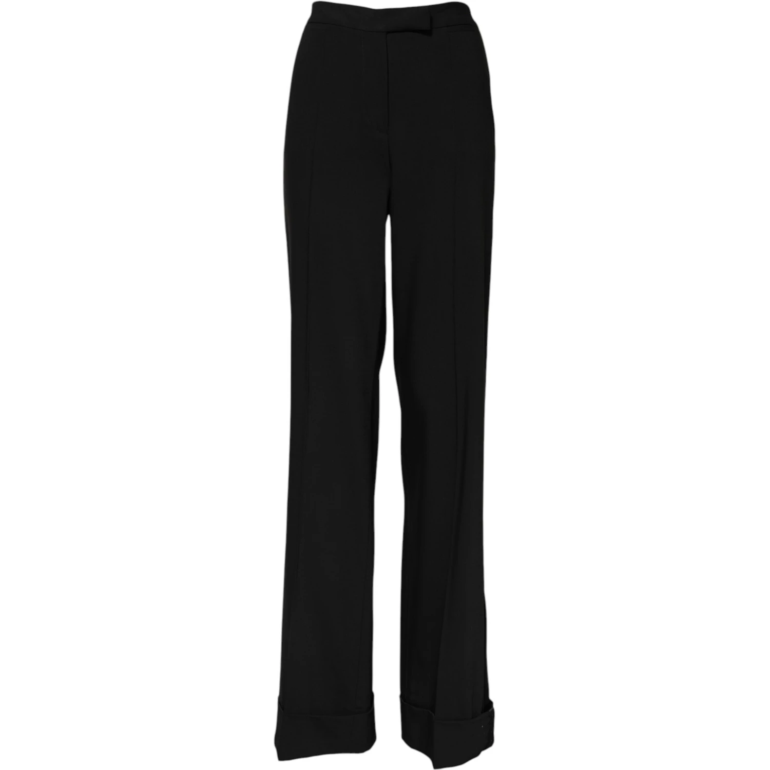 Black Wool High Waist Flared Pants