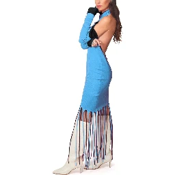 Blue Cotton Casual Dress