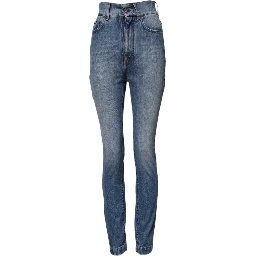 Blue Washed Skinny High Waist Denim Jeans