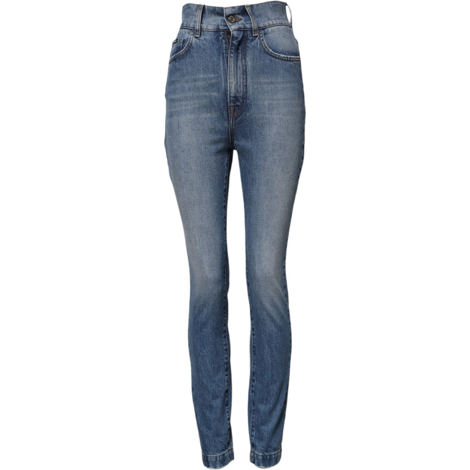 Blue Washed Skinny High Waist Denim Jeans