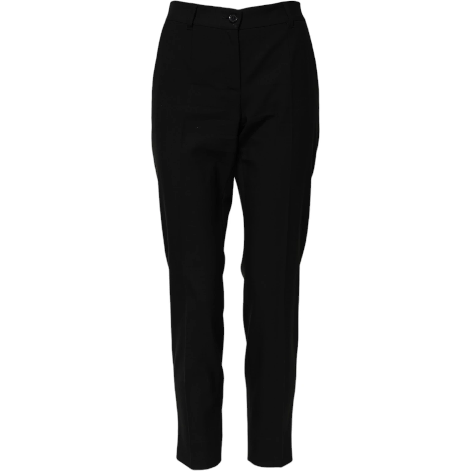 Black Wool High Waist Tapered Pants