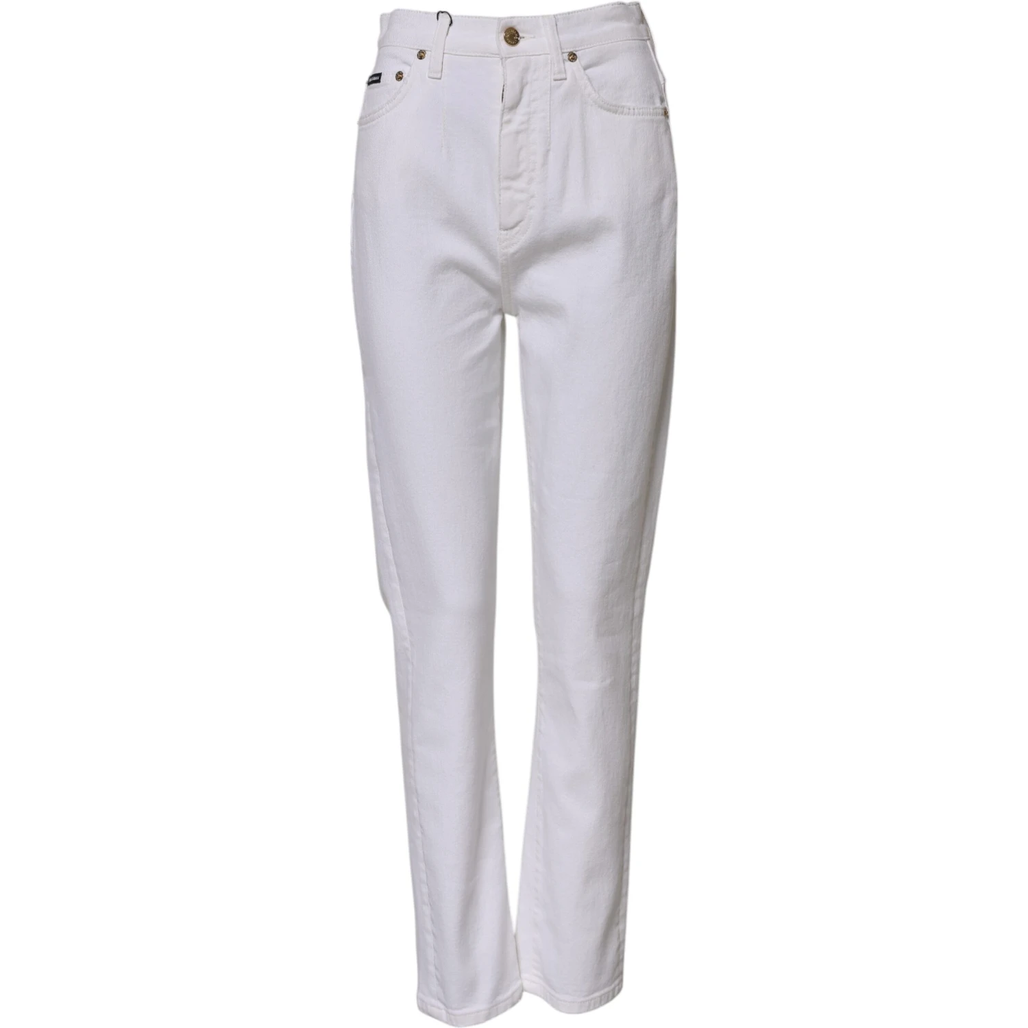 White Cotton High Waist Straight Denim Jeans
