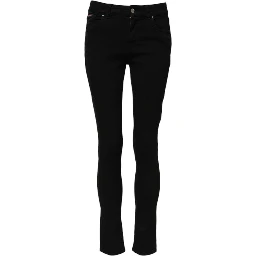 Black Cotton Skinny Mid Waist Denim Jeans