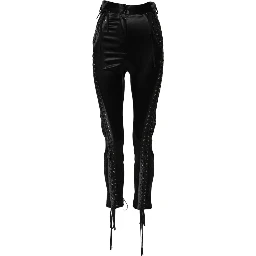 Black Lace Details High Waist Skinny Pants