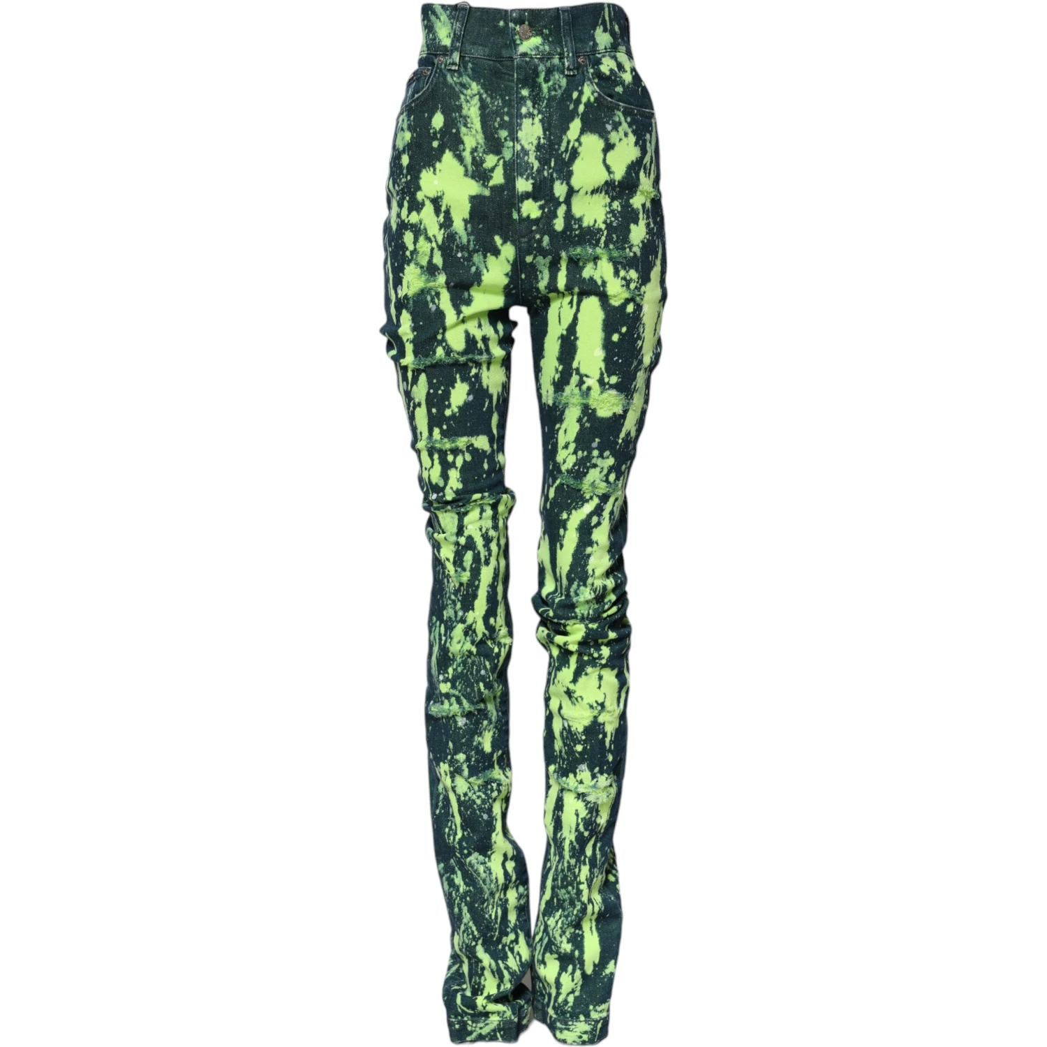Green Color Splash High Waist Denim Jeans