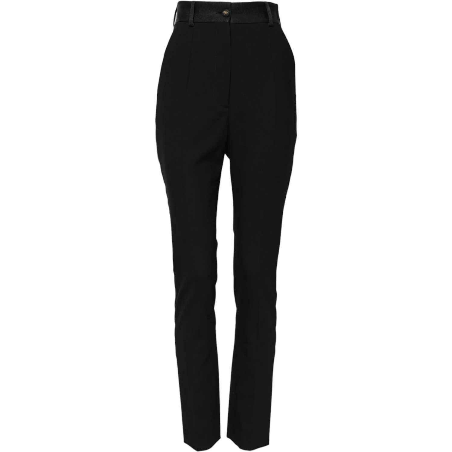 Black Wool High Waist Skinny Pants