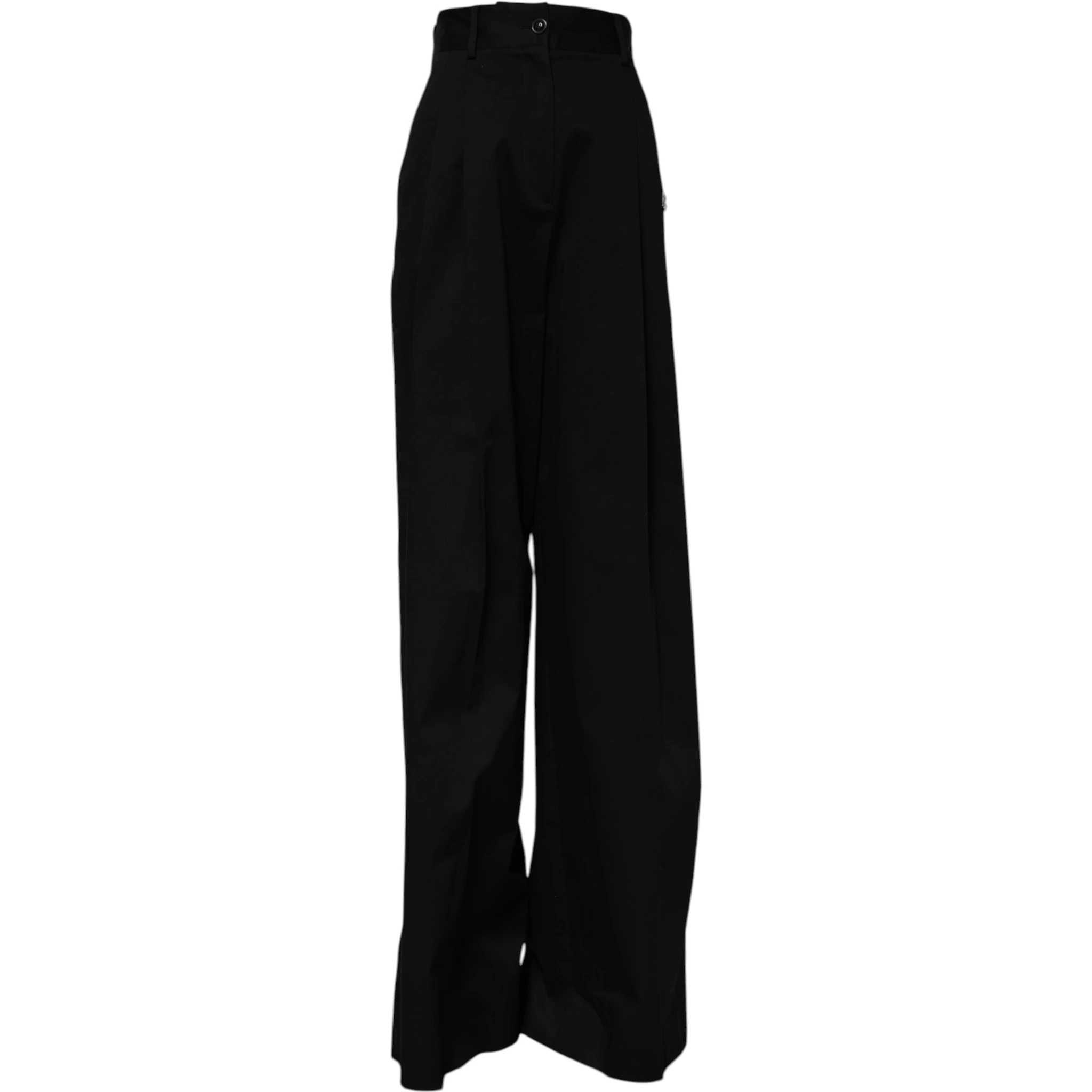 Black Cotton HighWaist Wide Leg Pants