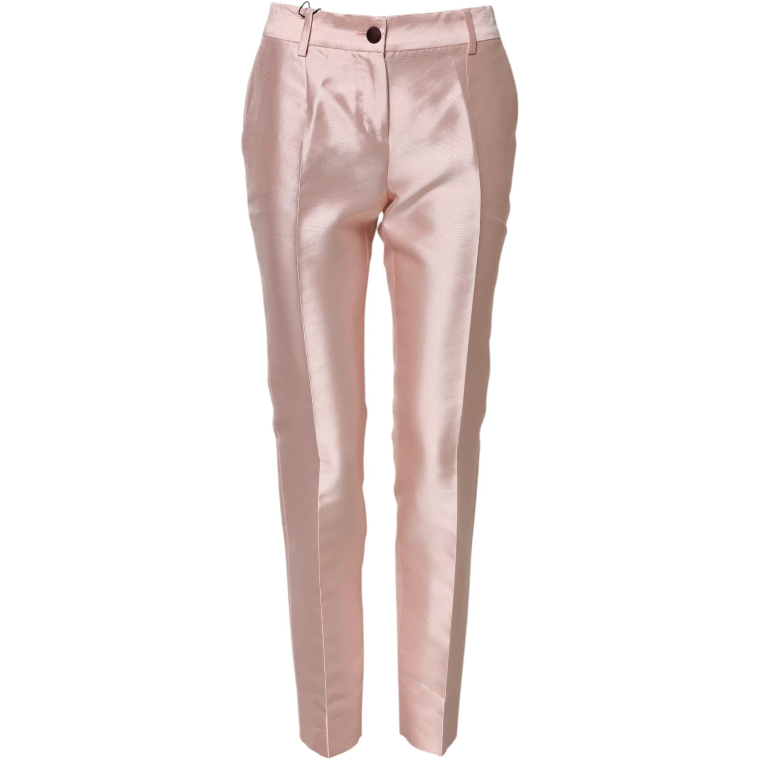 Pink Satin High Waist Tapered Pants