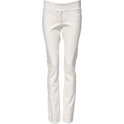White Polyurethane High Waist Tapered Pants
