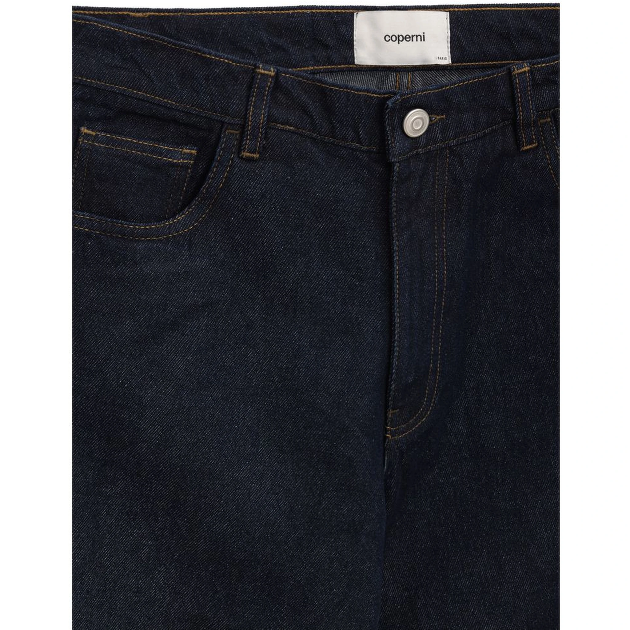 Blue Cotton High-Waisted Jean