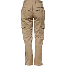 Beige Mid Waist Cargo Tapered Pants