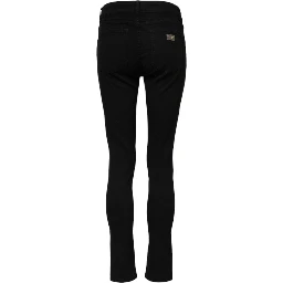 Black Cotton Skinny Mid Waist Denim Jeans