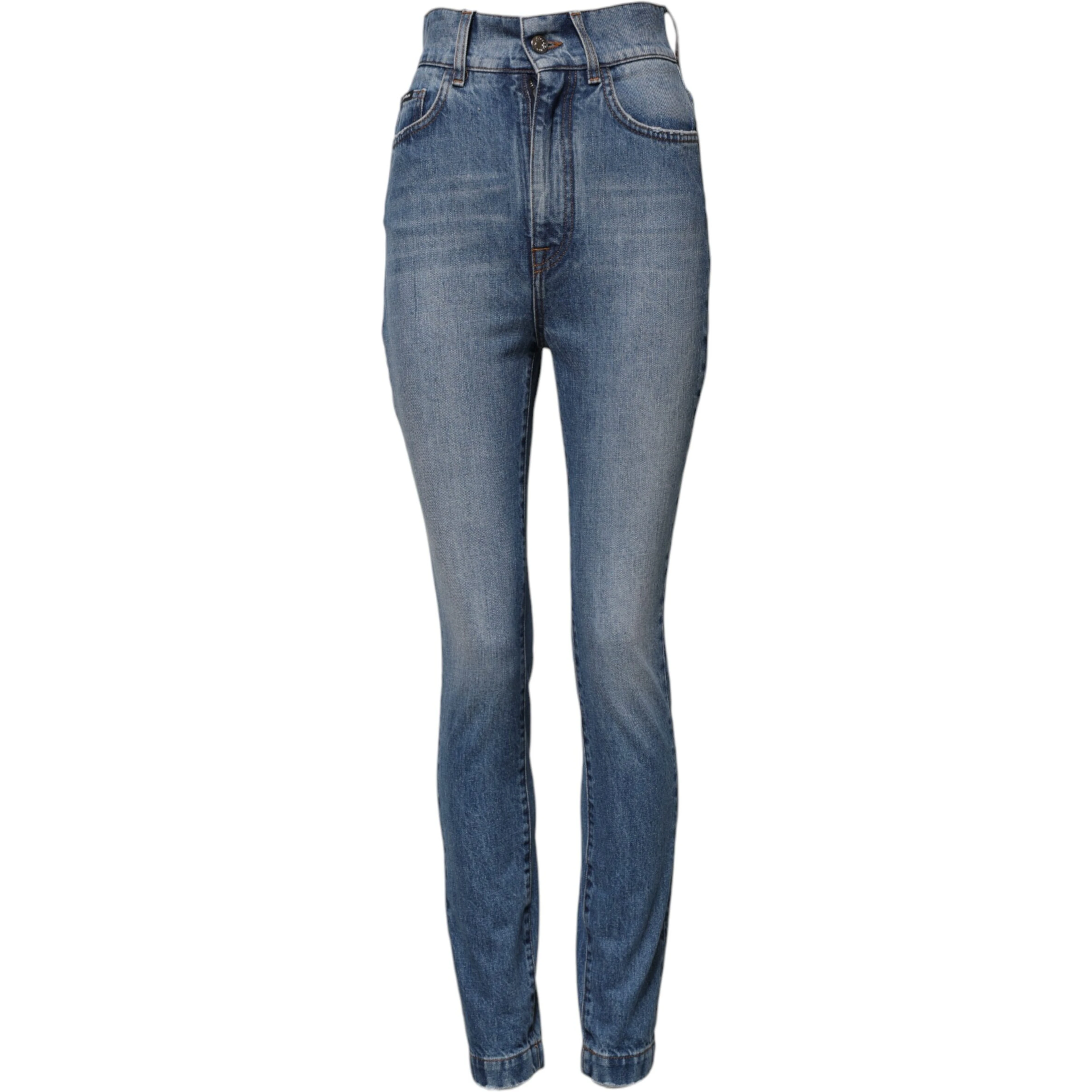 Blue Washed Skinny High Waist Denim Jeans