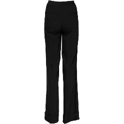 Black Wool High Waist Flared Pants
