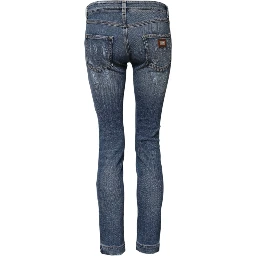Blue PRETTY Tattered Skinny Denim Jeans