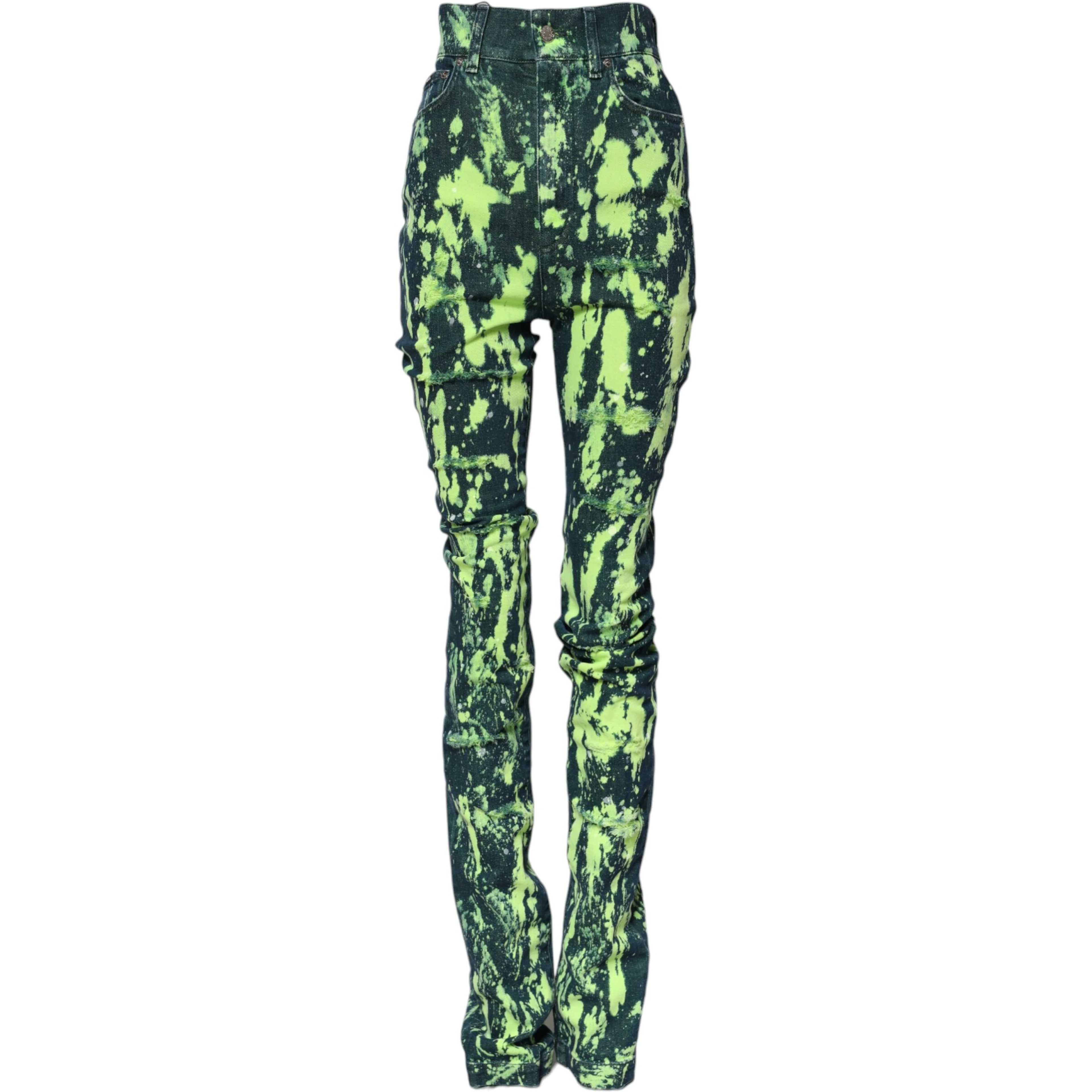 Green Color Splash High Waist Denim Jeans