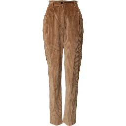 Brown Cotton Corduroy Tapered Pants