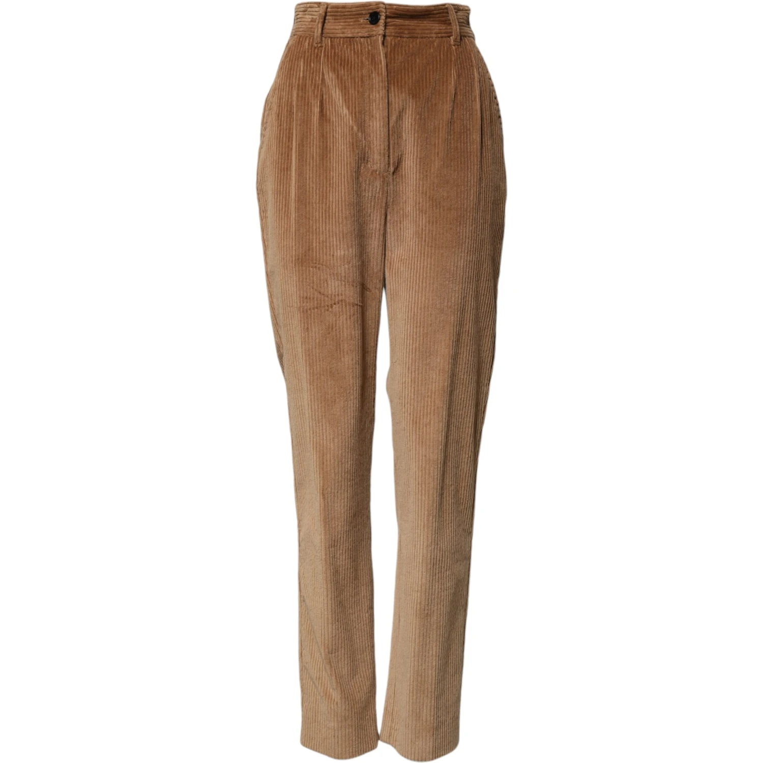 Brown Cotton Corduroy Tapered Pants