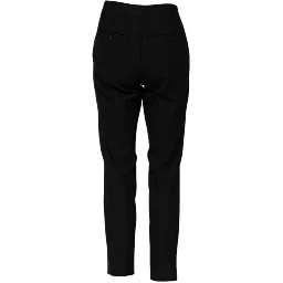 Black Wool High Waist Tapered Pants