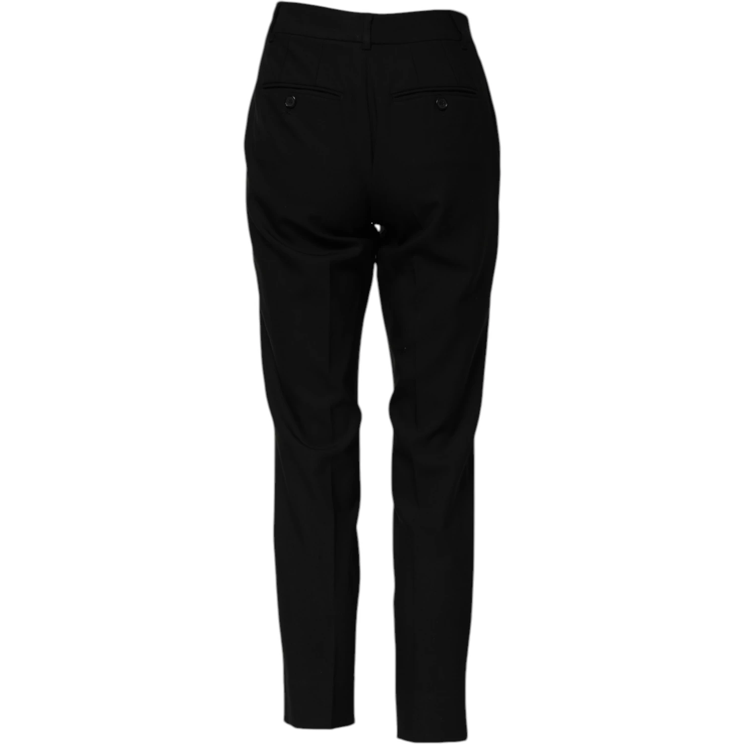 Black Wool High Waist Tapered Pants