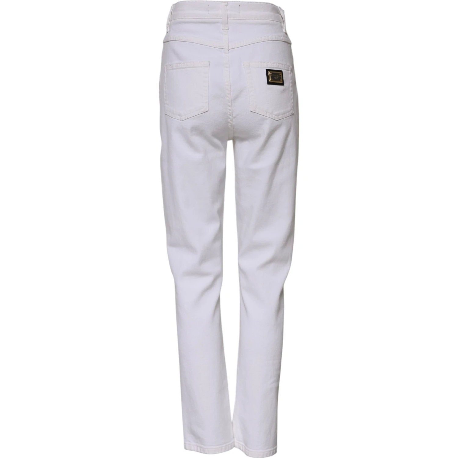 White Cotton High Waist Straight Denim Jeans