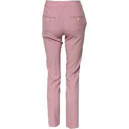 Pink Wool High Waist Tapered Pants