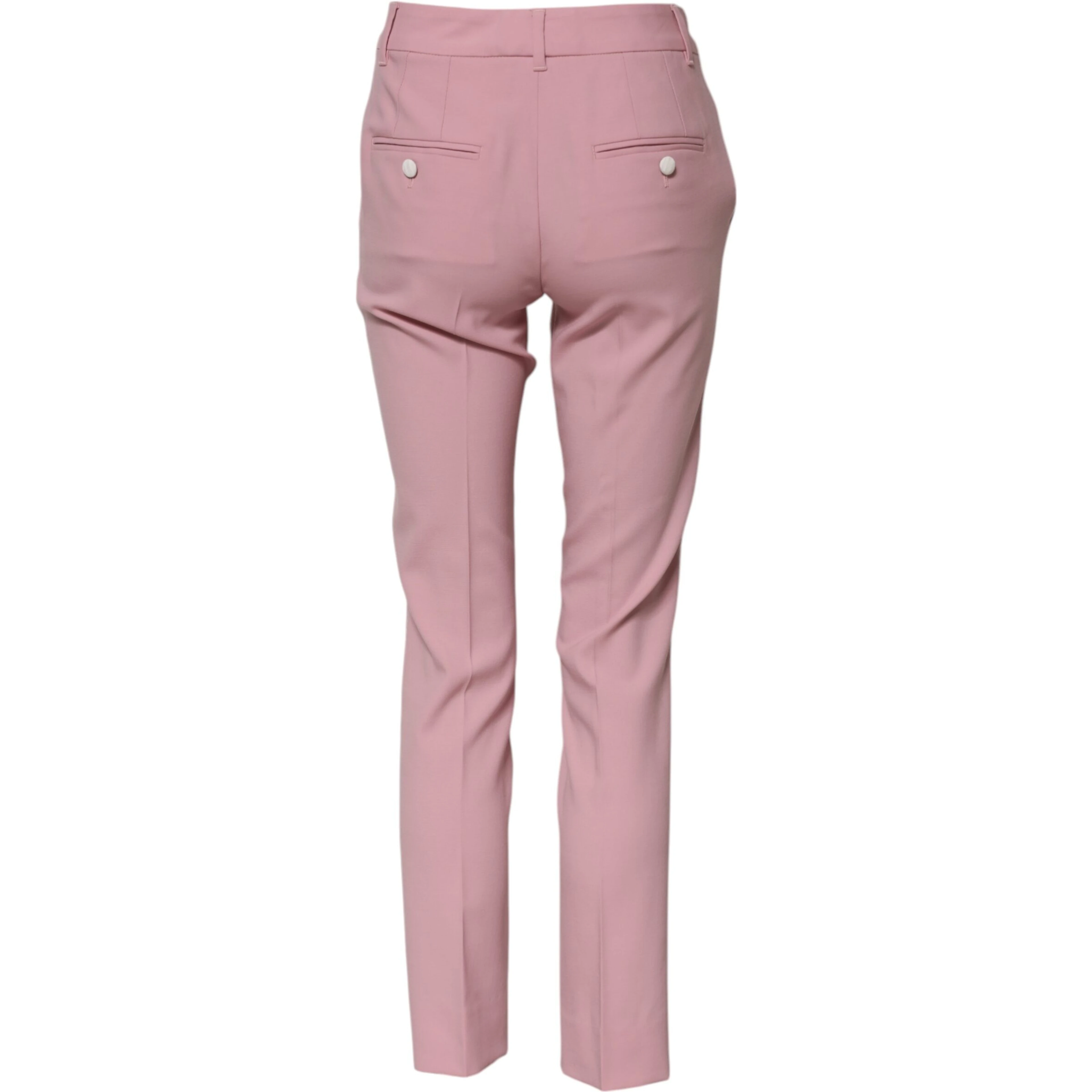 Pink Wool High Waist Tapered Pants