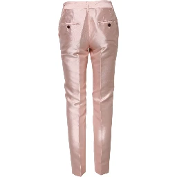 Pink Satin High Waist Tapered Pants