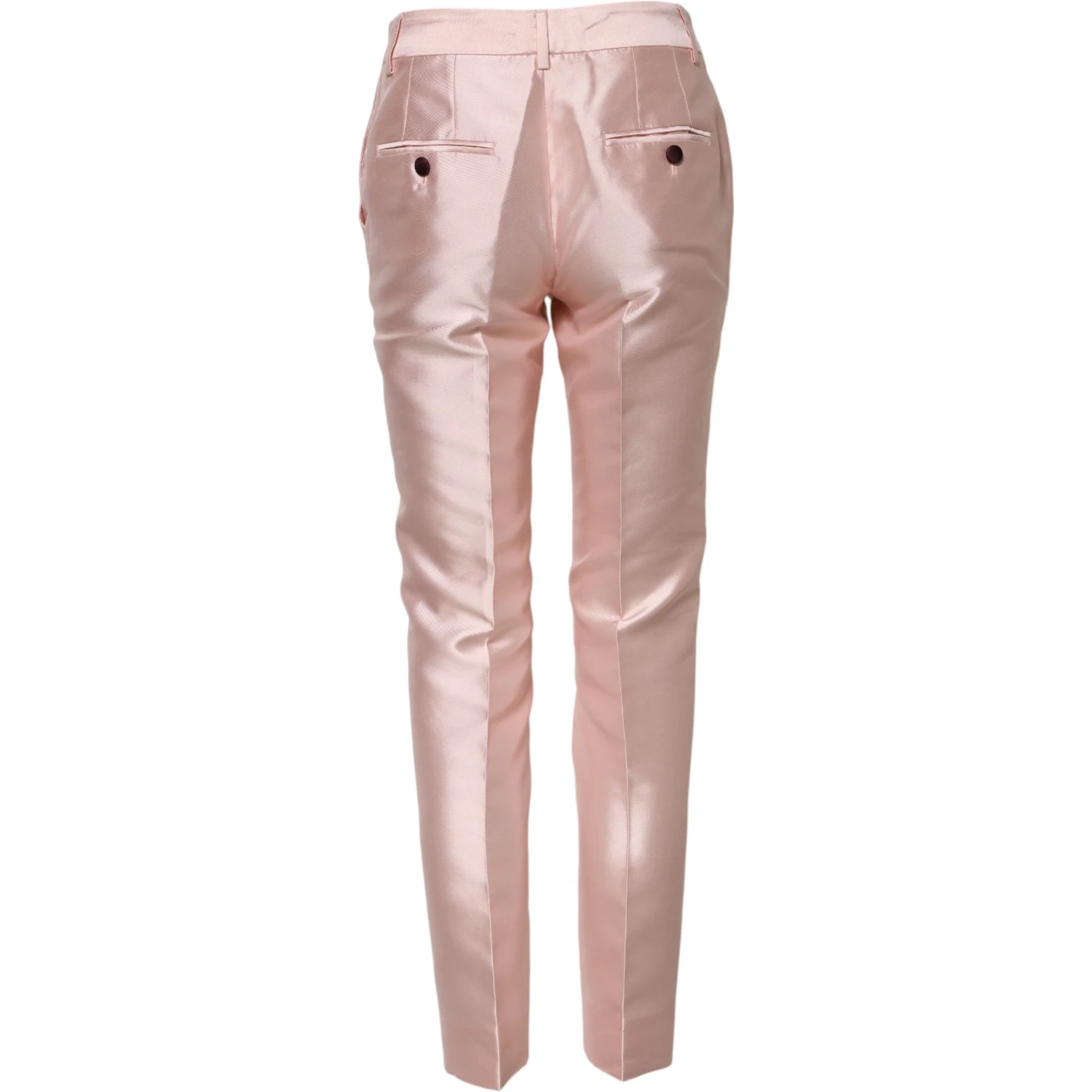 Pink Satin High Waist Tapered Pants