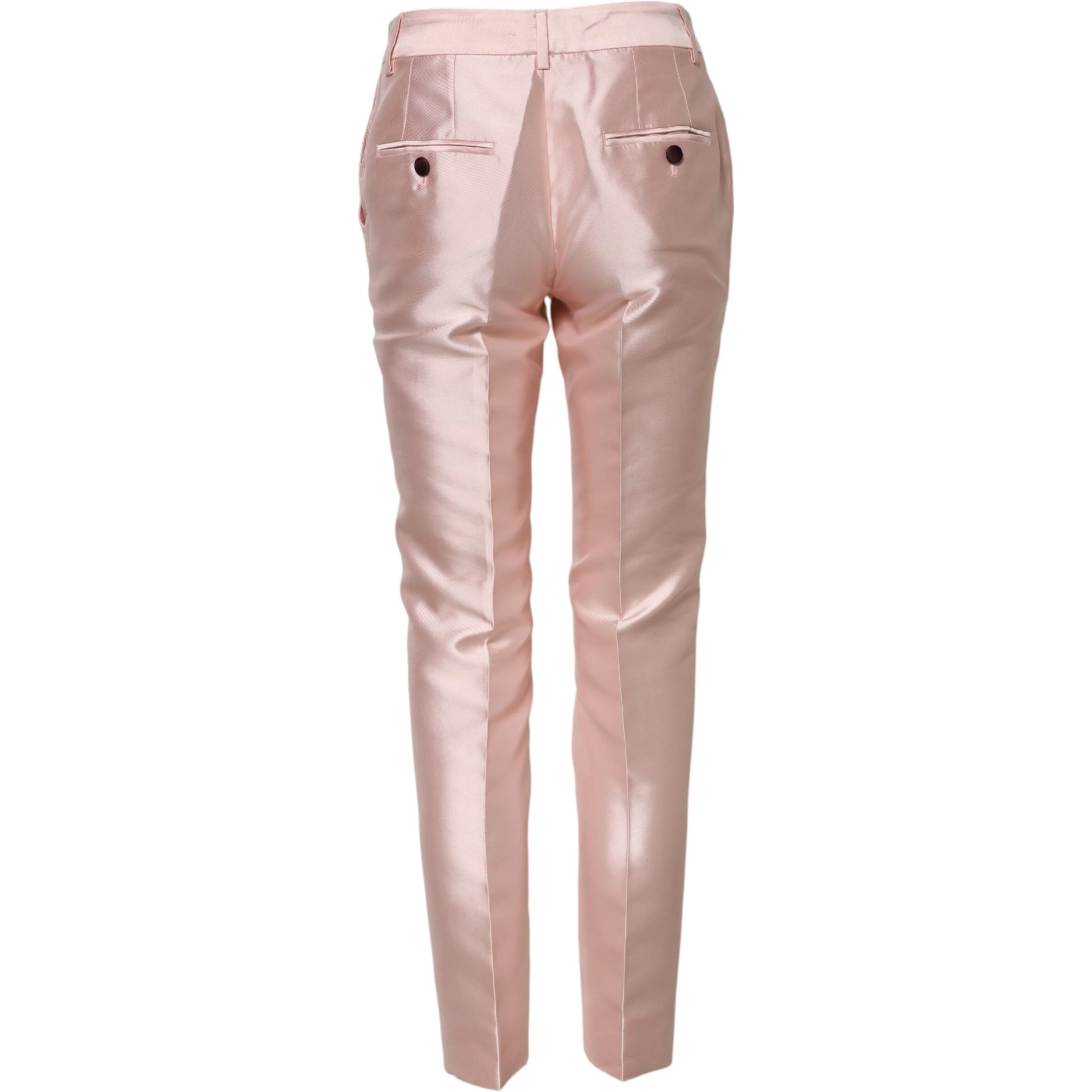 Pink Satin High Waist Tapered Pants