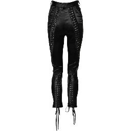 Black Lace Details High Waist Skinny Pants