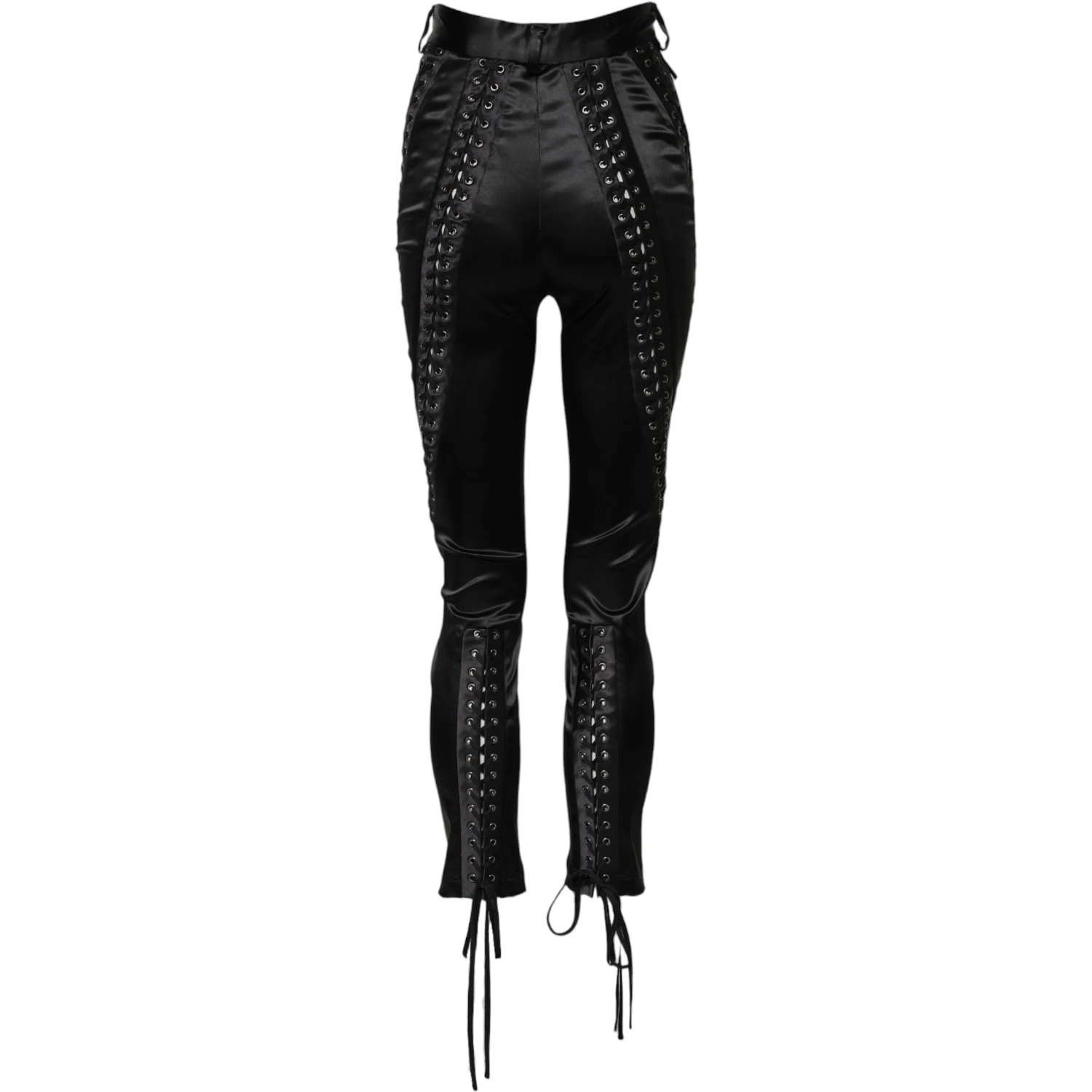 Black Lace Details High Waist Skinny Pants