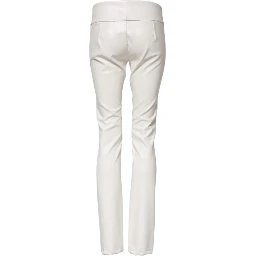 White Polyurethane High Waist Tapered Pants