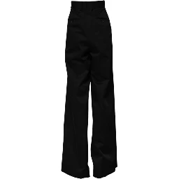 Black Cotton HighWaist Wide Leg Pants