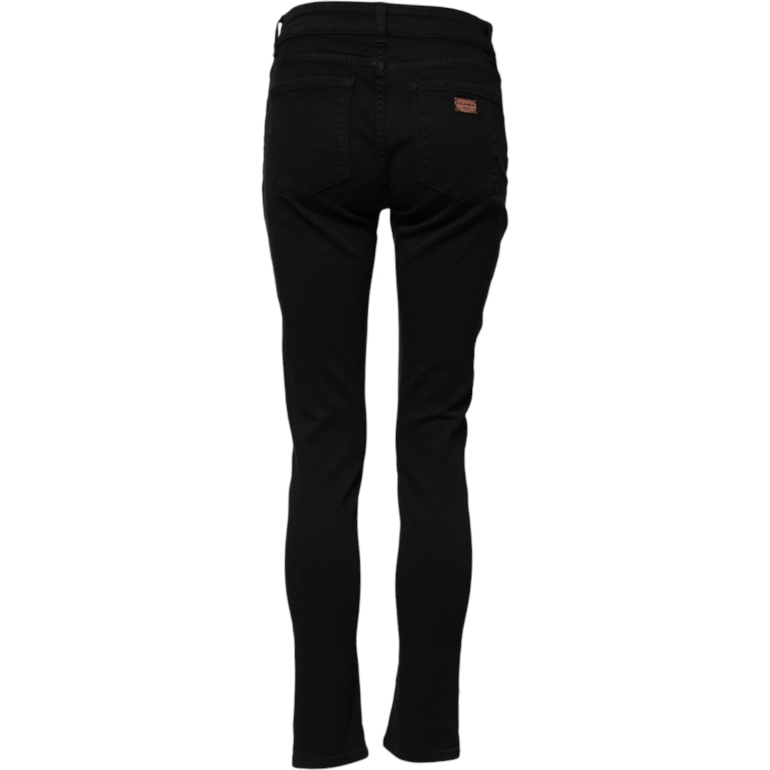 Black Cotton Logo Skinny Mid Waist Denim Jeans