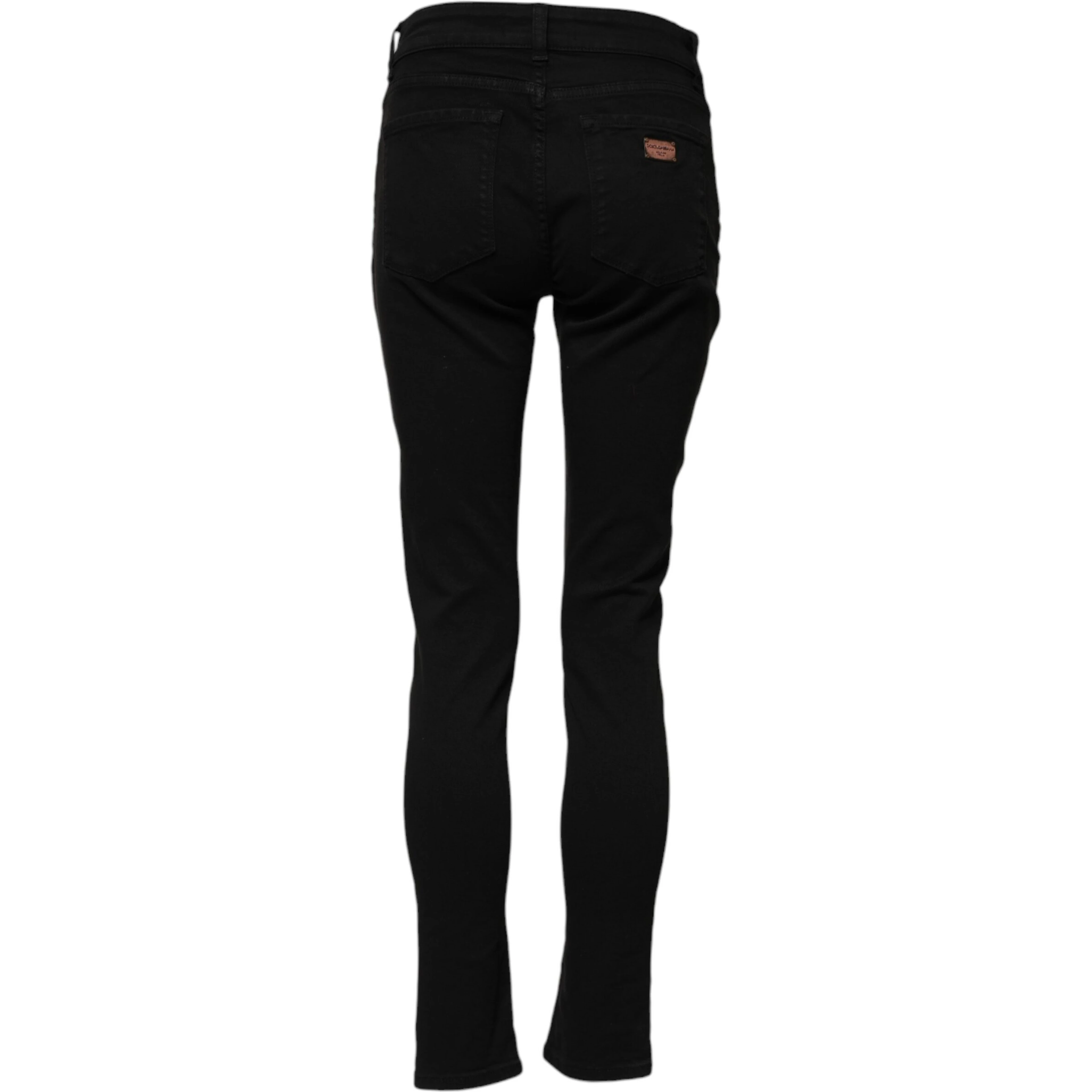 Black Cotton Logo Skinny Mid Waist Denim Jeans