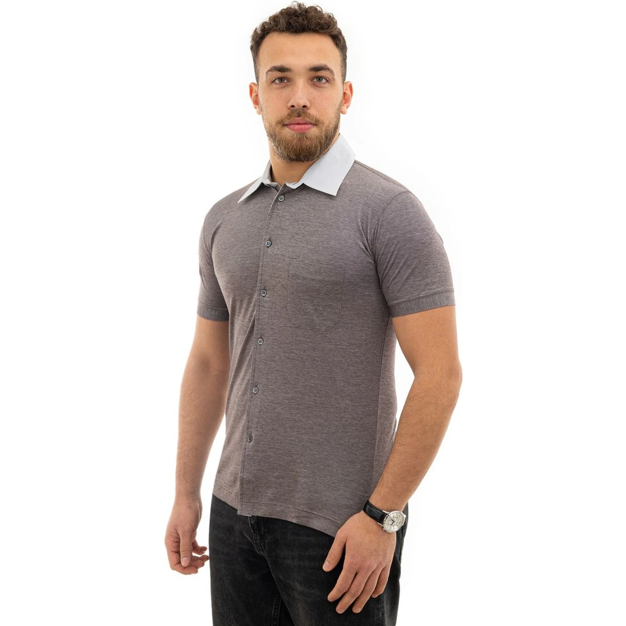 Bicolor Cotton Shortsleeve Shirt