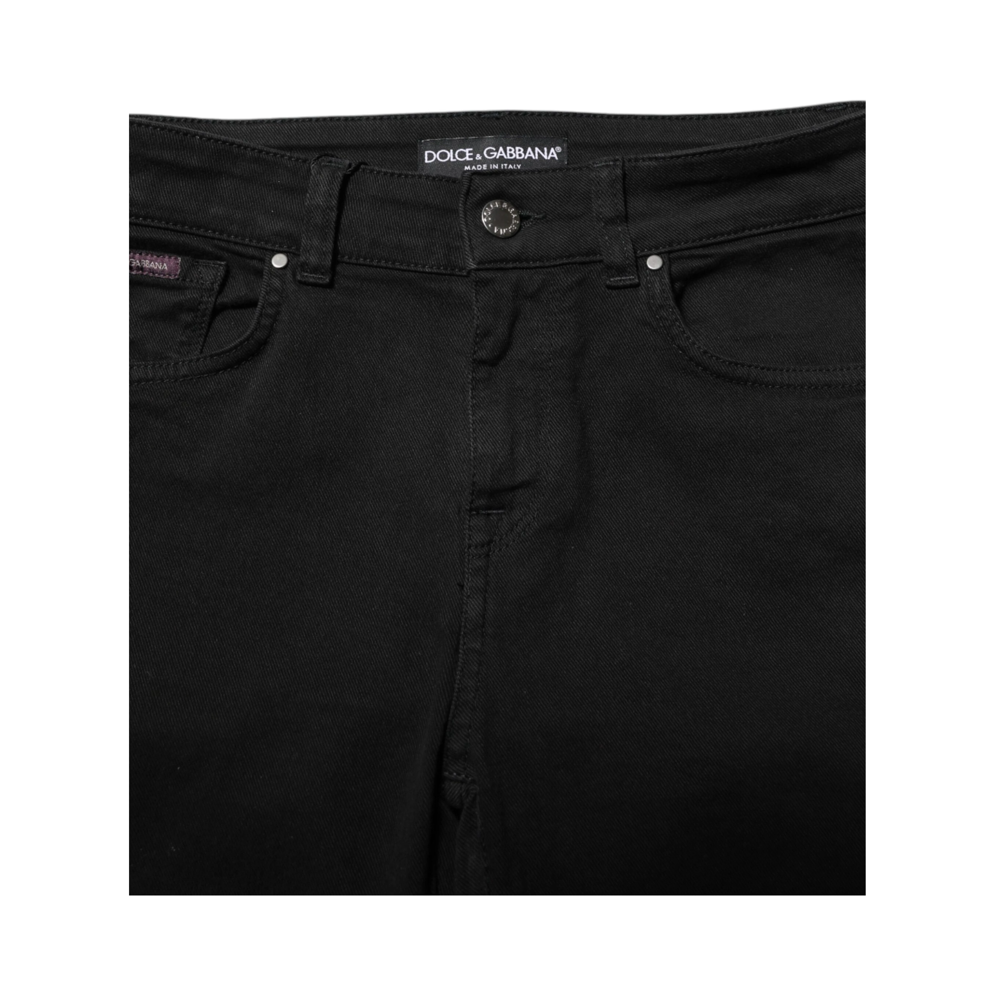 Black Cotton Skinny Mid Waist Denim Jeans