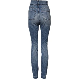 Blue Washed Skinny High Waist Denim Jeans