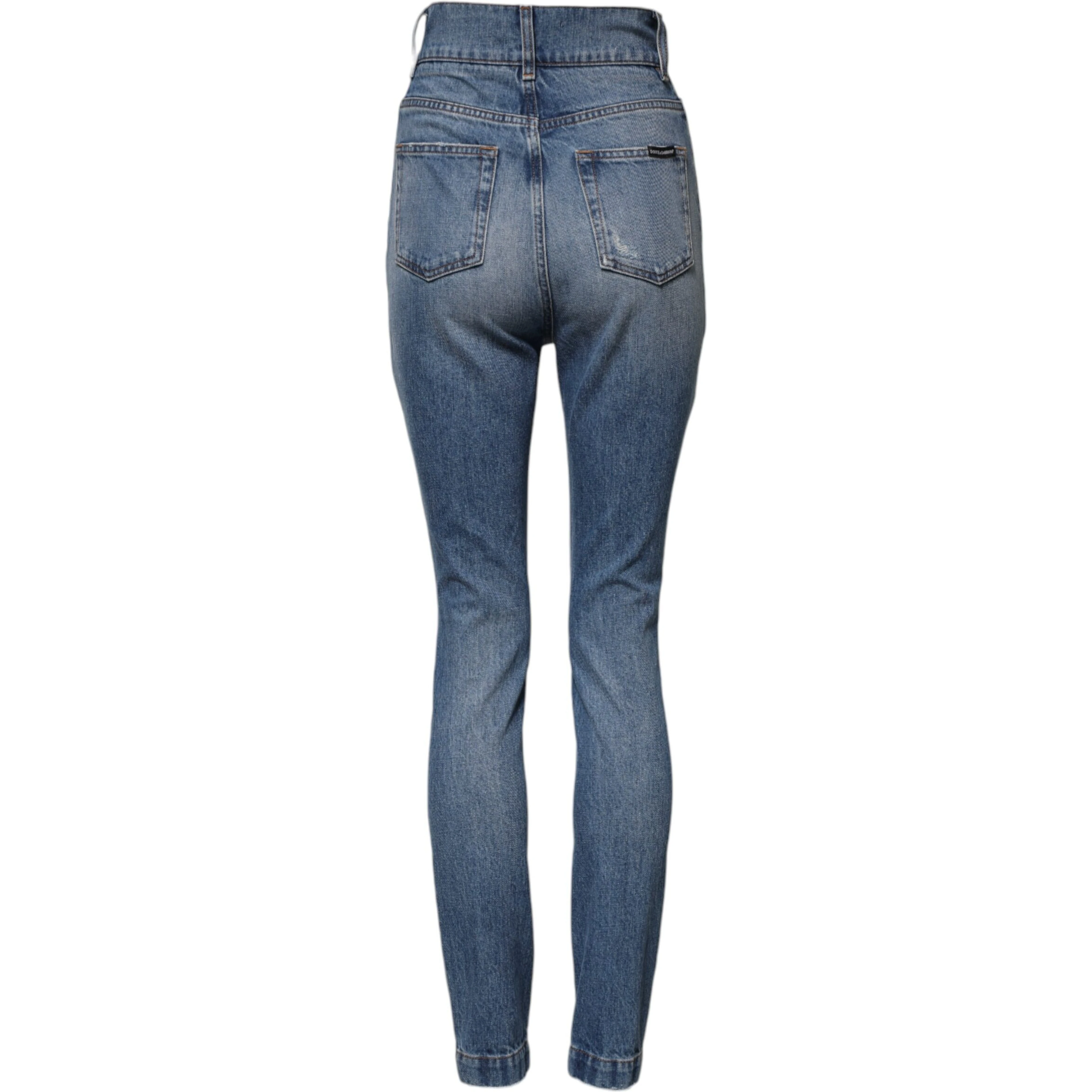 Blue Washed Skinny High Waist Denim Jeans