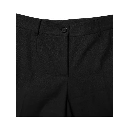 Black Wool High Waist Tapered Pants