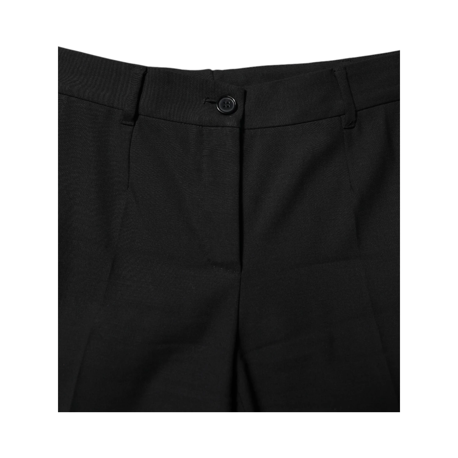 Black Wool High Waist Tapered Pants