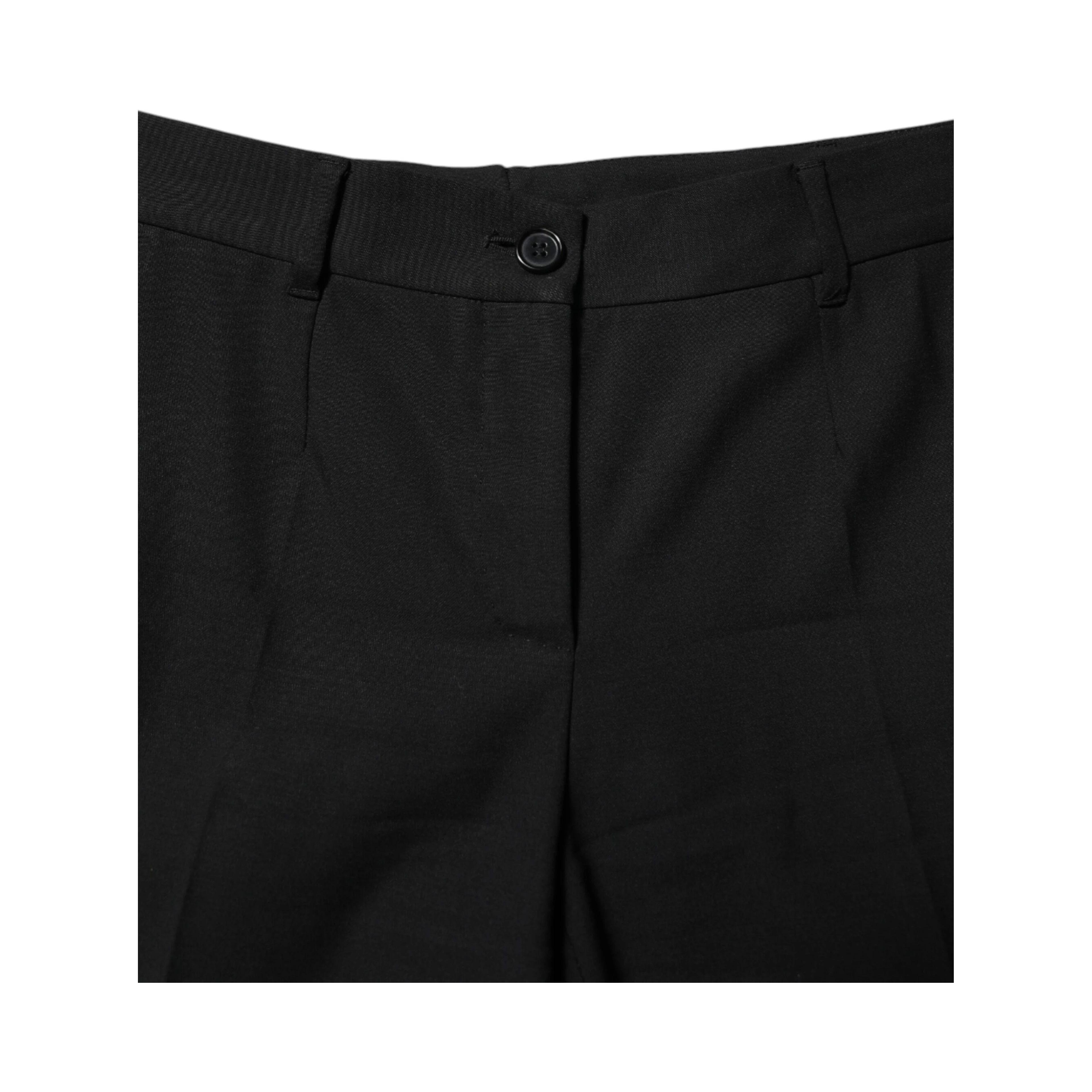 Black Wool High Waist Tapered Pants