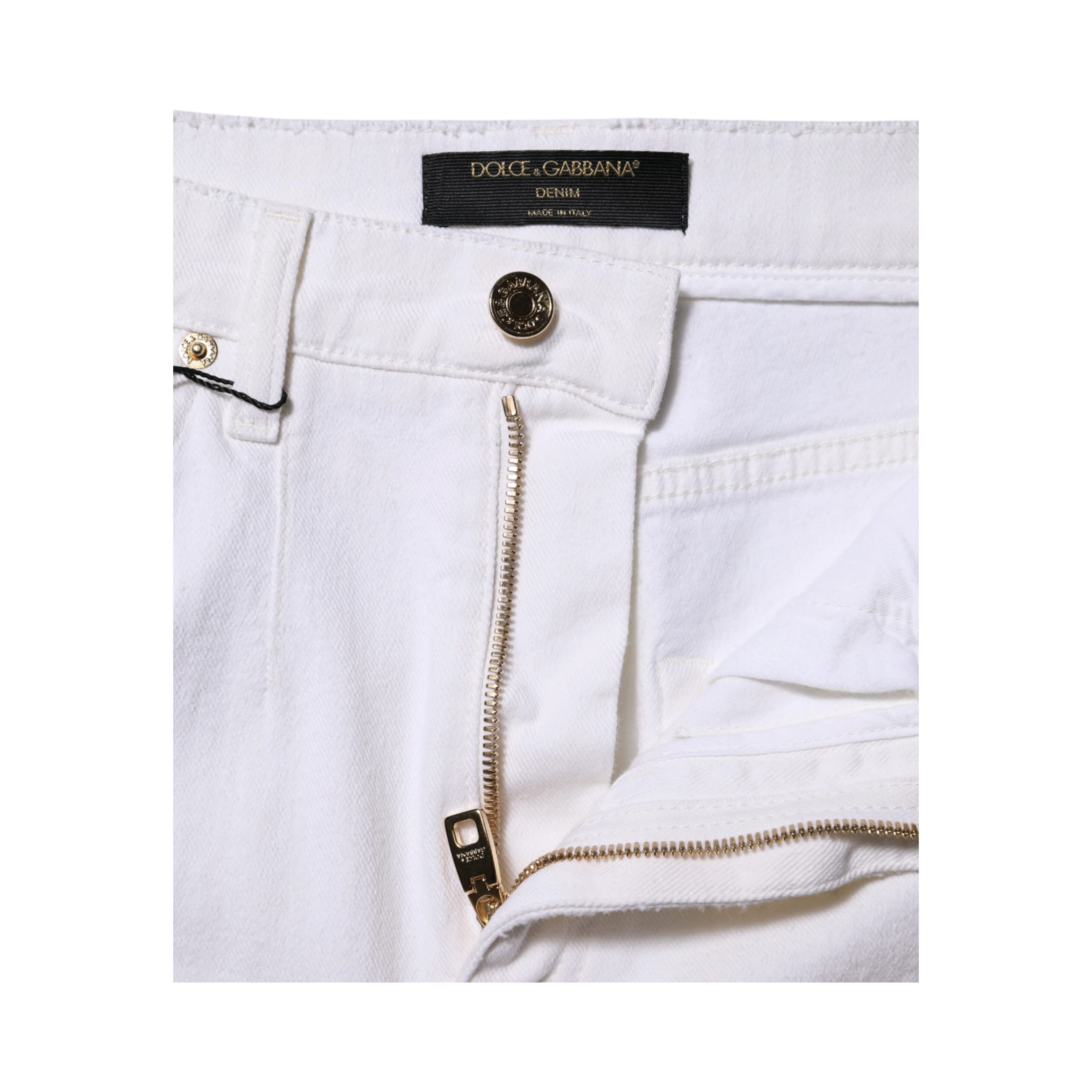 White Cotton High Waist Straight Denim Jeans