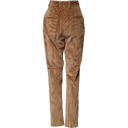 Brown Cotton Corduroy Tapered Pants